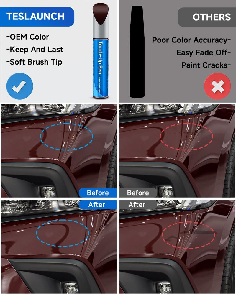 RSACET R-529P Dark Cherry Pearl Touch Up Paint Compatible with Honda Exact Match Touch Up Paint Car Scratch Repair - Image 2